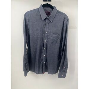 UNTUCKit Mens Slim Fit Long Sleeve Button Down Shirt Navy Blue Cotton Large